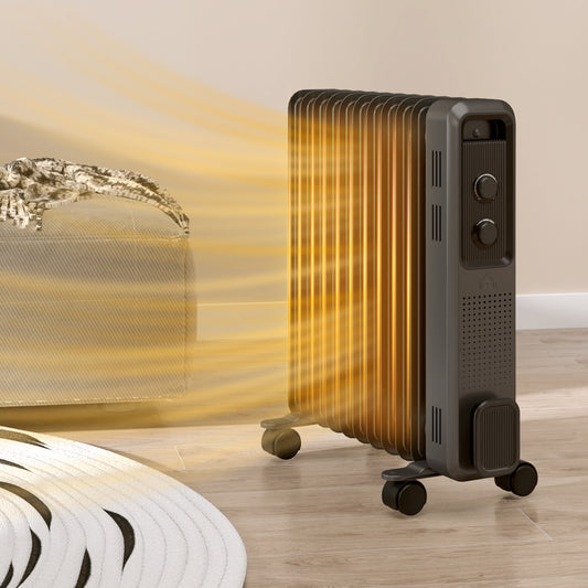 HOMCOM 2500W Oil Filled Radiator in Grey