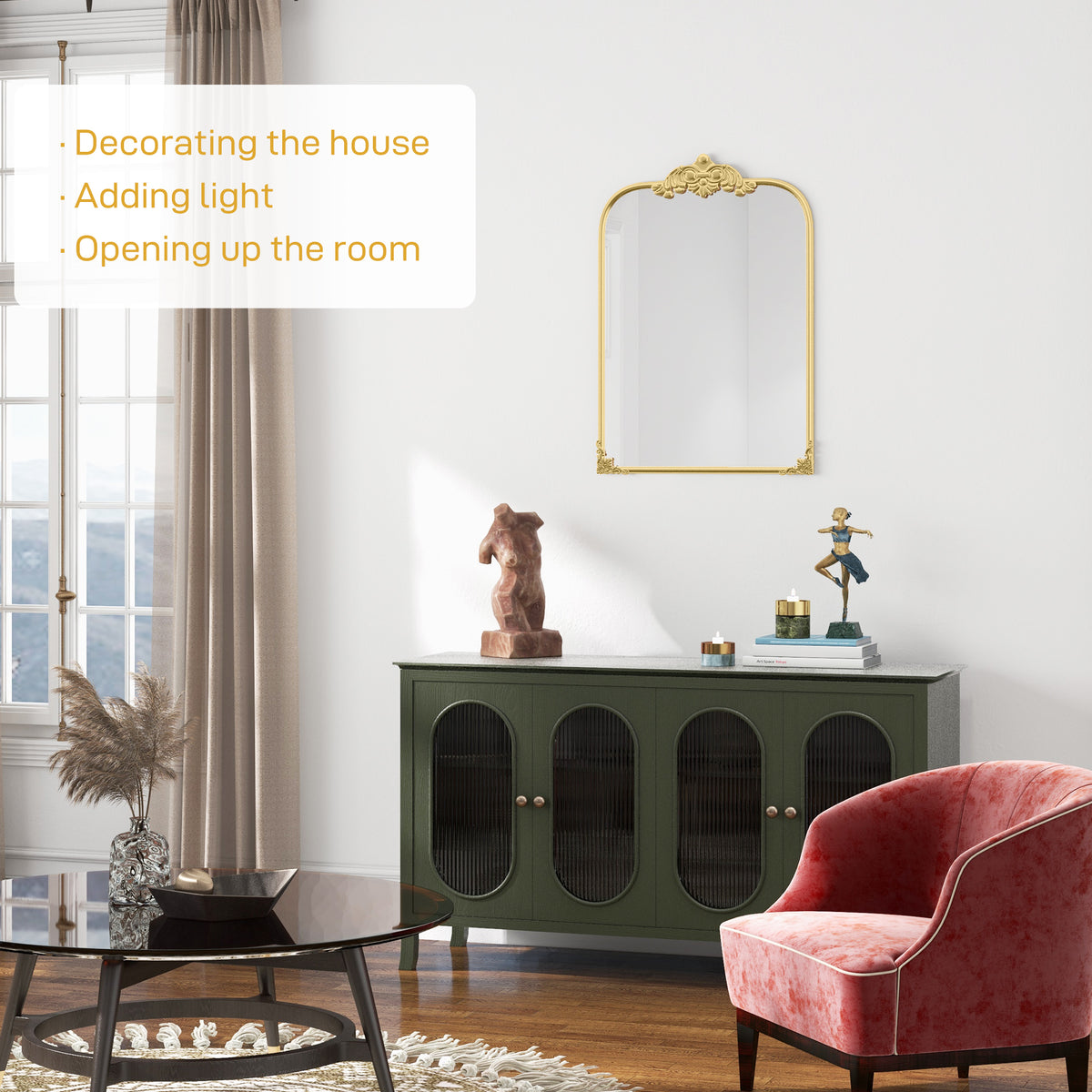 HOMCOM Wall Mirror in Gold Tone