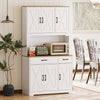 HOMCOM 175 cm Tall Kitchen Pantry Cabinet with Microwave Stand, Freestanding Pantry Cupboard, White