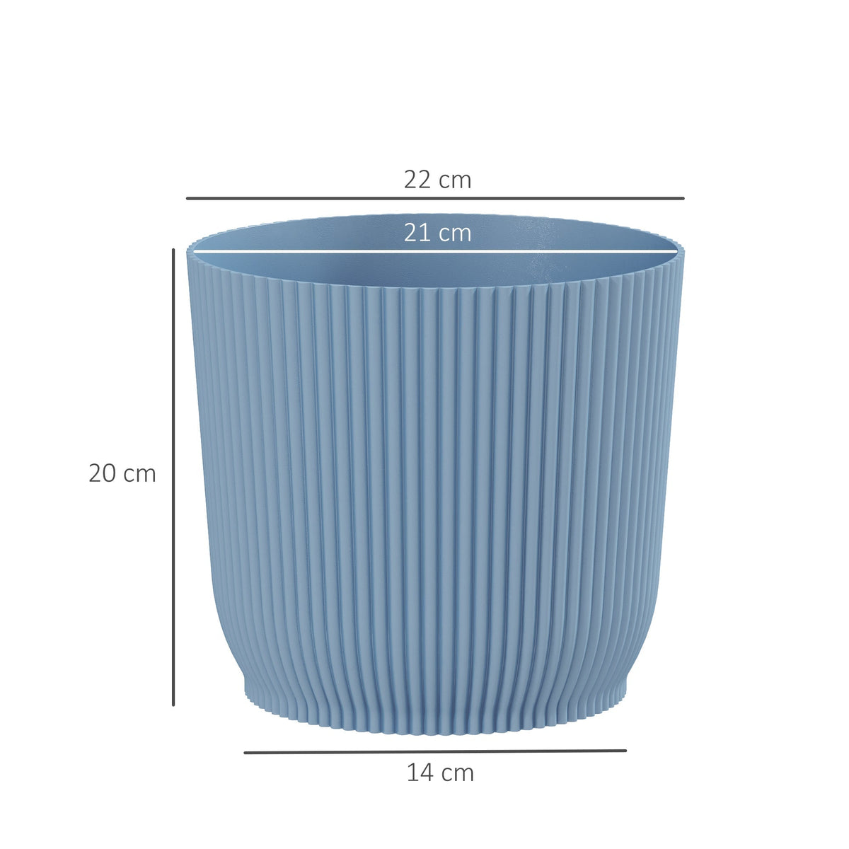 Outsunny Set of Two Ф22cm Planters - Blue