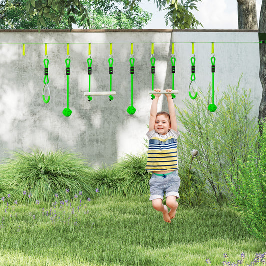 AIYAPLAY 7-Piece Kids Zip Line Kit in Green