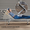 Outsunny Foldable Outdoor Sun Lounger, Reclining Lounge Chair Camping Bed Cot with Pillow 4-Level Adjustable Back Aluminium Frame, Khaki