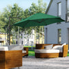 Outsunny 2.5M Garden Cantilever Parasol, Offset Roma Patio Umbrella Hanging Sun Shade Canopy Shelter with 360 Rotation and Cross Base, Green