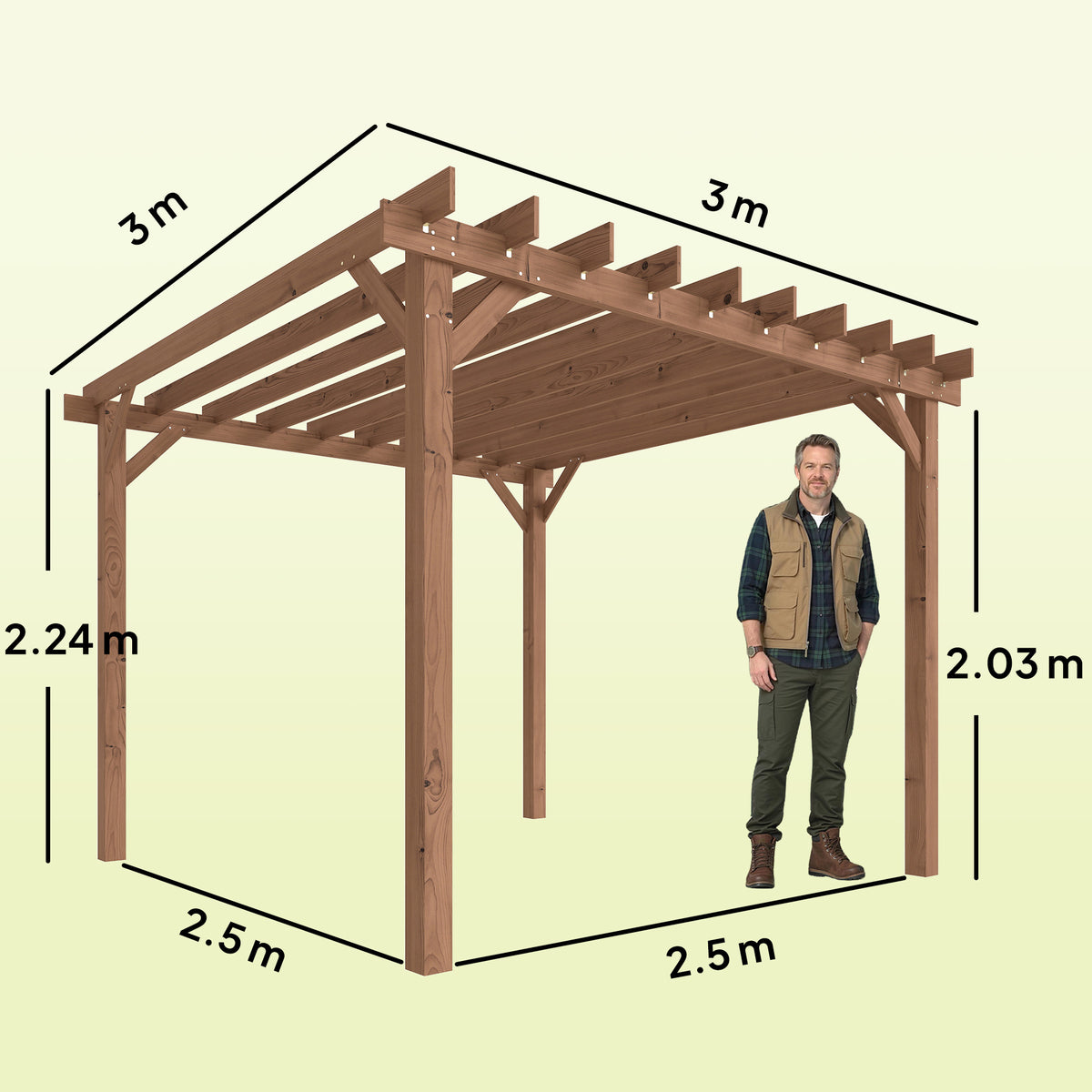 Outsunny Wooden Pergola Kit in Maple Wood-effect
