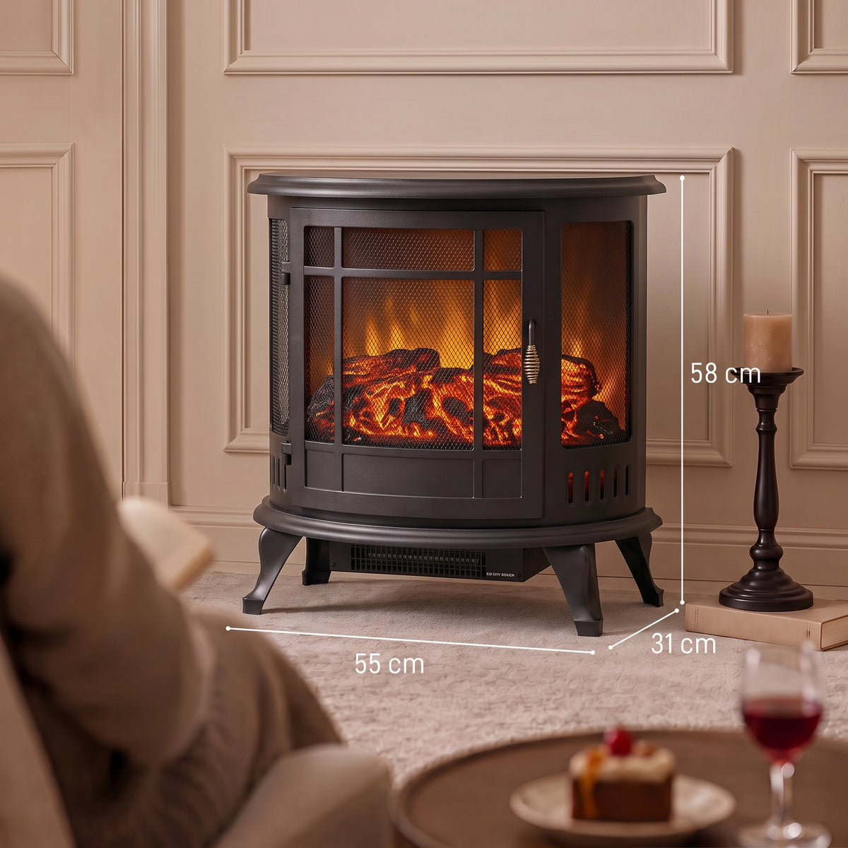 HOMCOM Electric Fireplace Stove in Black