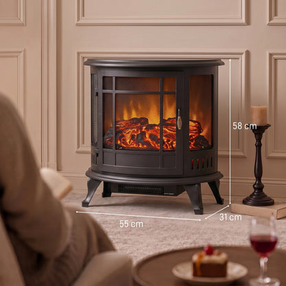 HOMCOM Electric Fireplace Stove in Black