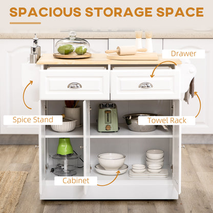 HOMCOM Kitchen Island in White