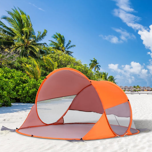 Outsunny Fibreglass Frame 2 Person Pop-Up Lightweight Camping Tent in Orange