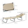 Outsunny Outdoor Folding Sun Lounger with Face Hole, 4 Level Adjustable Backrest Reclining Garden Lounger, Garden Recliner Sunbed with 600 D Oxford Cloth Seat and Pillow for Beach, Beige