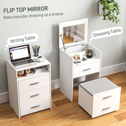 HOMCOM Vanity Desk with Mirror in White