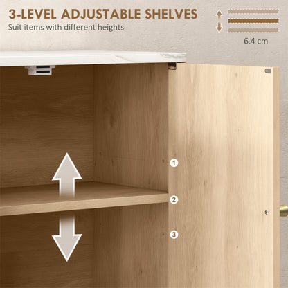 HOMCOM Bathroom Wall Cabinet with Adjustable Shelf in Oak