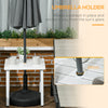 Outsunny Garden Side Table End Table Patio Coffee Table with Umbrella Hole, Steel Frame for Balcony, White
