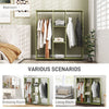 HOMCOM Open Wardrobe Double Mobile Storage Shelves Organizer W/6 Wheels-Green