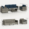 Outsunny Six-Piece Modular Rattan Sofa Set - Navy Blue