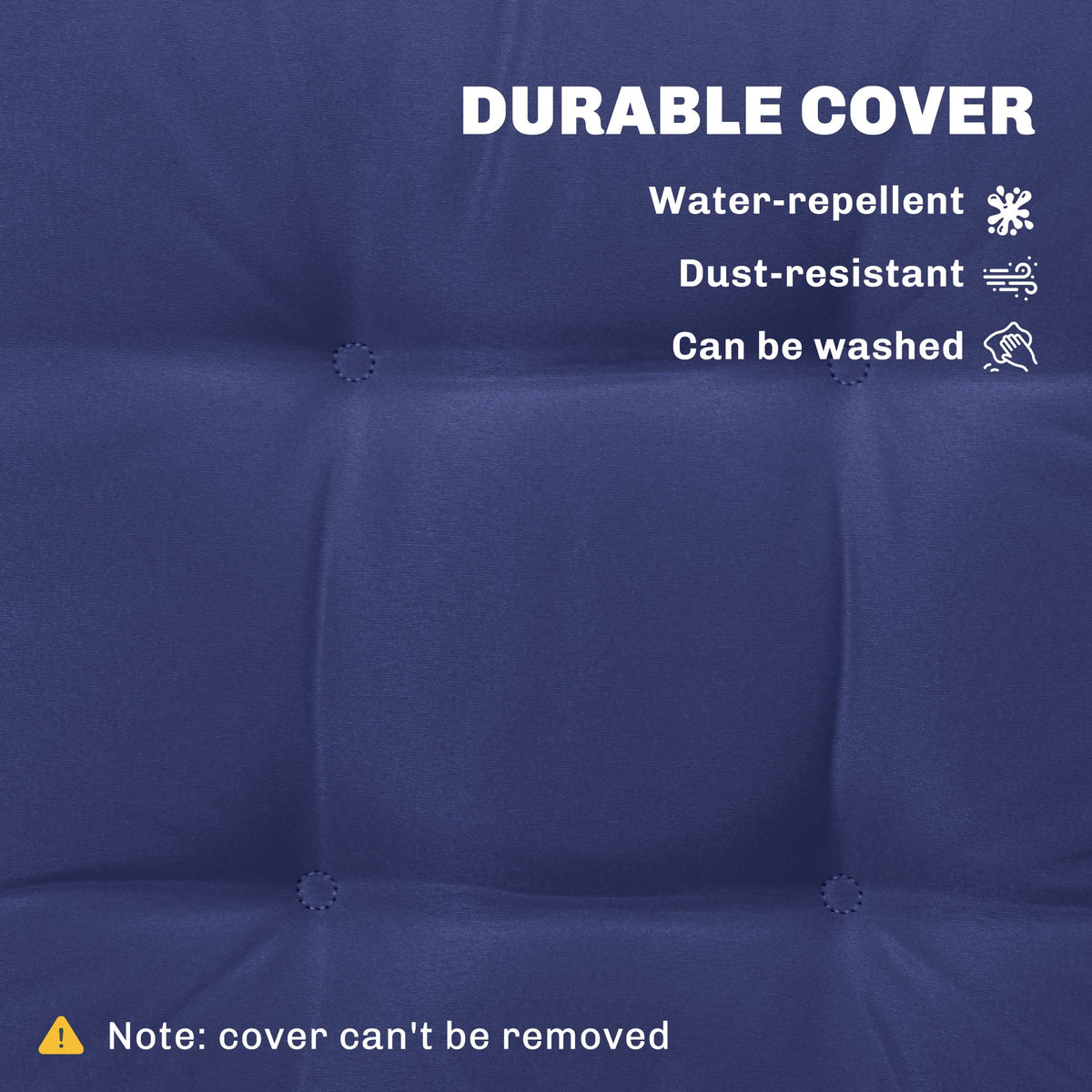 Outsunny Garden Seat Cushion with Ties, 42 x 42cm Replacement Dining Chair Seat Pad, Dark Blue