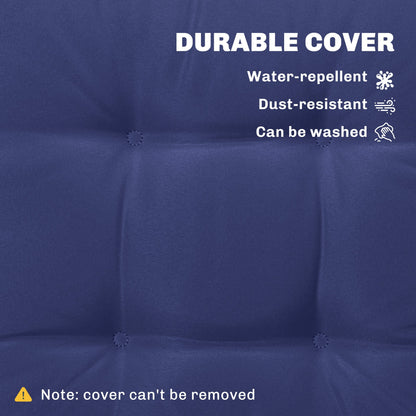 Outsunny Garden Seat Cushion with Ties, 42 x 42cm Replacement Dining Chair Seat Pad, Dark Blue