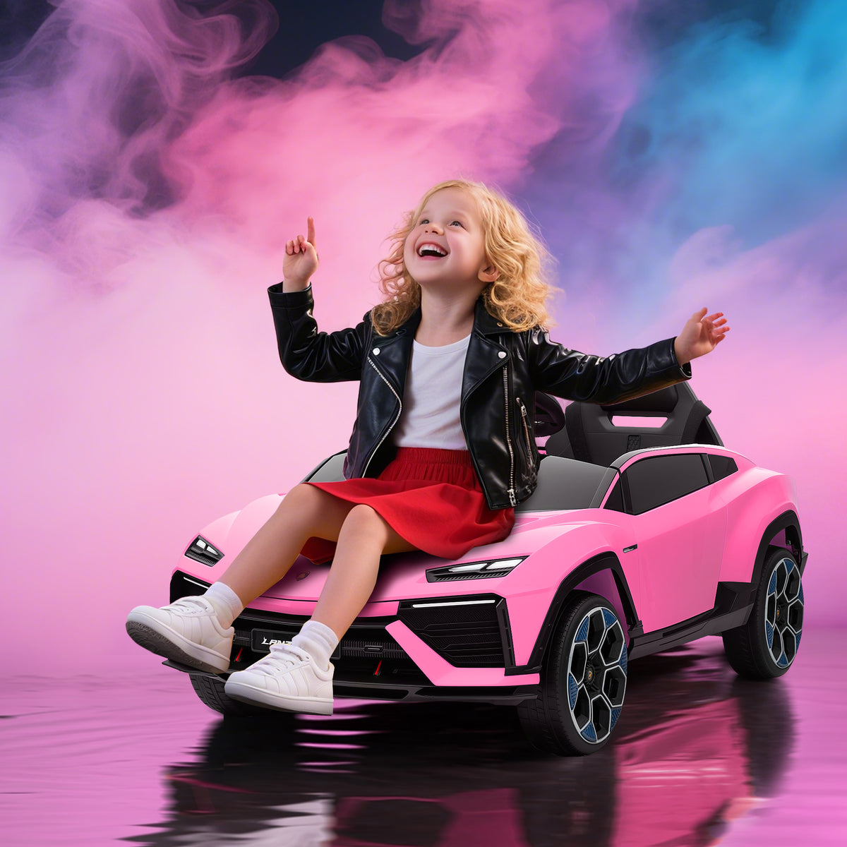 AIYAPLAY 12V Licensed Lamborghini Electric Cars in Pink