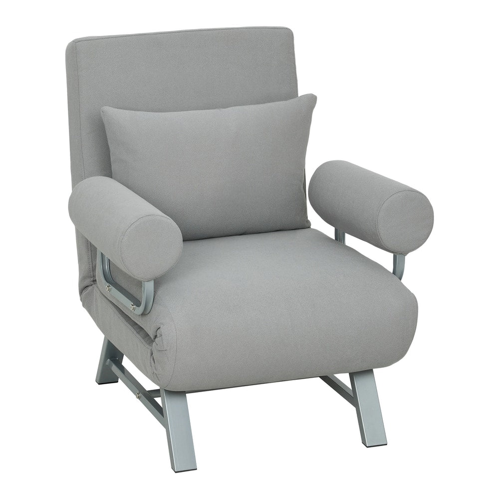 HOMCOM Single Sofa Bed in Light Grey