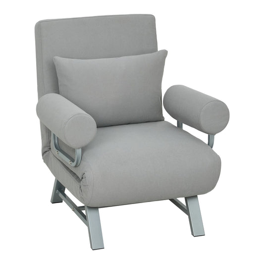 HOMCOM Single Sofa Bed in Light Grey