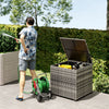 Outsunny 253L Garden Storage Box, Rattan Deck Box with Zipped Liner, Safe Pneumatic Rod, Patio Storage Container, Mixed Grey