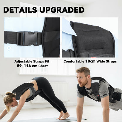 SPORTNOW Weighted Vest, 10 kg Weight Vest with Adjustable Straps, Reflective Strips, Black