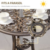 Outsunny 3pc Cast Aluminium Garden Bistro Set for 2 with Parasol Hole, Outdoor Coffee Table Set Rust Resistant with Cushions, Bronze