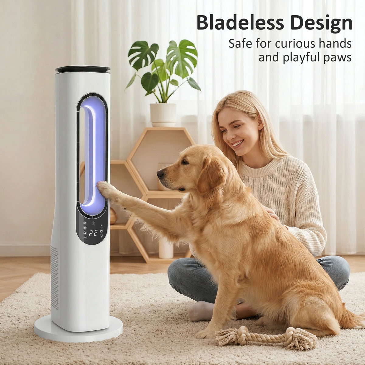 HOMCOM Bladeless Tower Fan in White