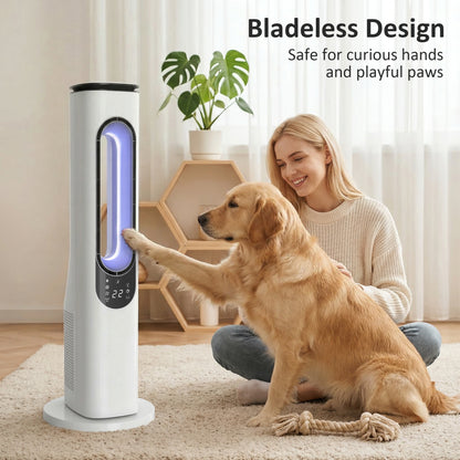 HOMCOM Bladeless Tower Fan in White