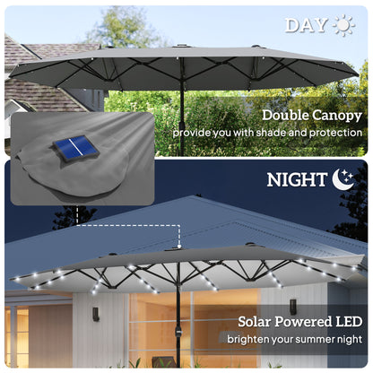 Outsunny 4.4m Double-Sided Sun Umbrella Patio Parasol in Dark Grey