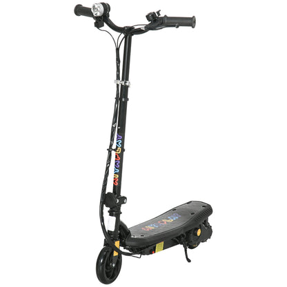 HOMCOM Foldable Electric Scooter, with LED Lights, for Ages 7-14 Years, Black