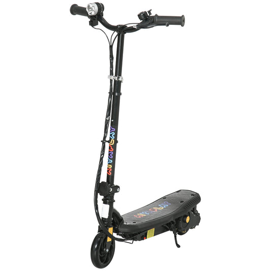 HOMCOM Foldable Electric Scooter, with LED Lights, for Ages 7-14 Years, Black