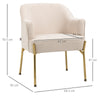 HOMCOM Accent Chair, Living Room Armchair, Vanity Chair with Gold Plating Metal Legs and Soft Padded Seat for Bedroom and Caf√É¬©, Set of 2, White
