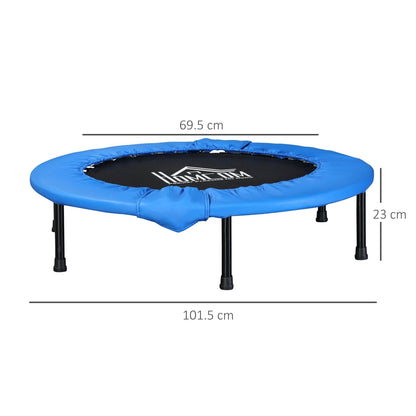 HOMCOM a101 Mini Fitness Trampoline Home Gym Yoga Exercise Rebounder Indoor Outdoor Jumper with Safety Pad, Support Up to 100 KG, Blue and Black