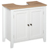 kleankin Under Sink Cabinet, Bathroom Sink Cabinet with 2 Doors, Pedestal Under Sink Design, Freestanding Bathroom Cupboard with Adjustable Shelf, White