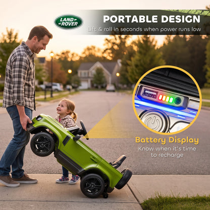 AIYAPLAY Land Rover Licensed 12V Kids Ride on Car with Remote, Suspension, Slow Start, 3 Speeds, Lights, Music, Horn, Green