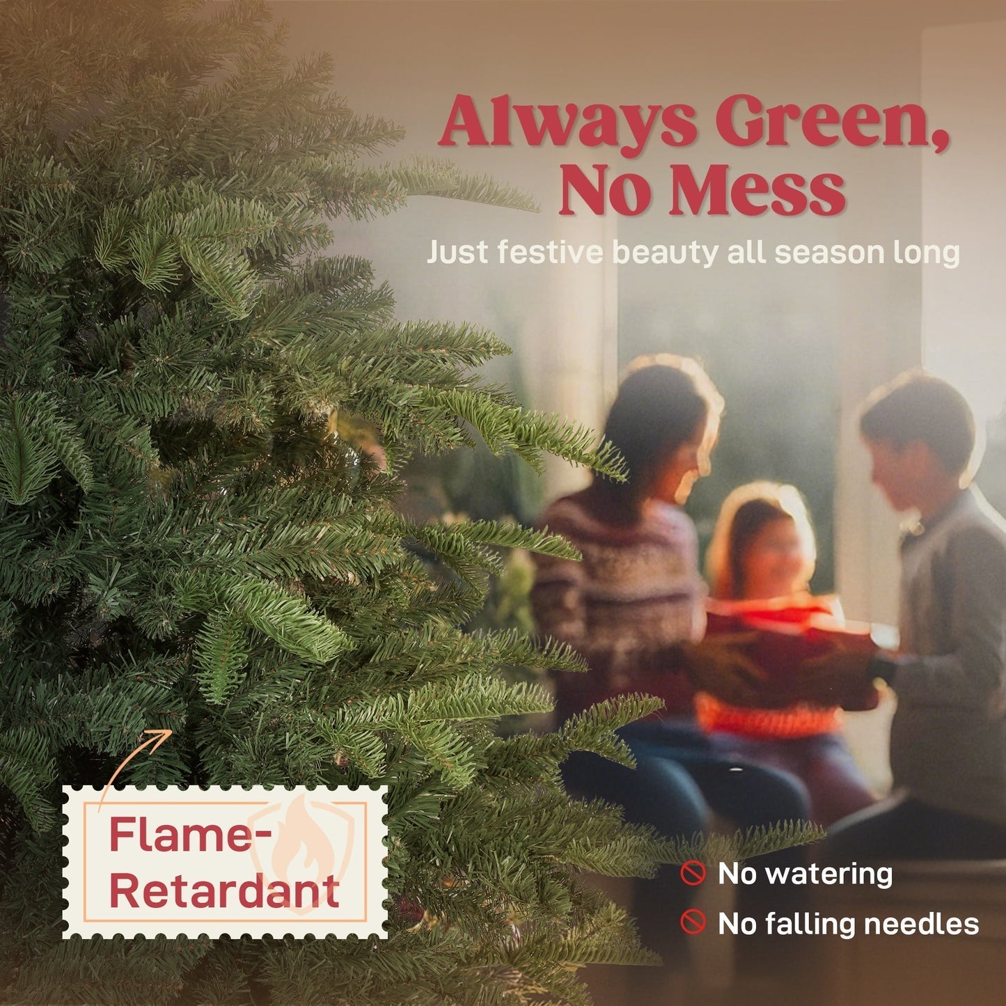 HOMCOM 5ft Artificial Christmas Tree with Realistic Branches, Easy Assembly - Green