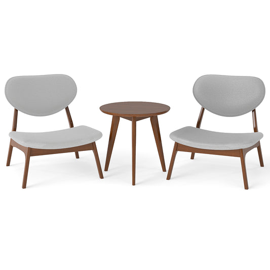 Accent Chairs Set of 2 with Side Table for Bedroom Waiting Room-Grey, showing two grey chairs and a round wooden side table