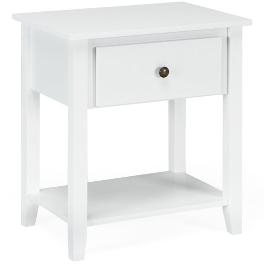 Accent Table with a single drawer and an open storage shelf in a plain white finish
