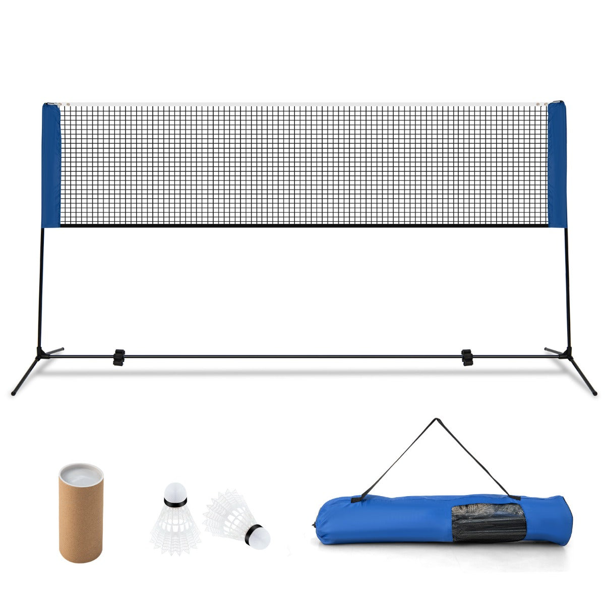 Adjustable Badminton Net Set for Backyard Driveway Beach Portable set up with two shuttlecocks and a carry bag