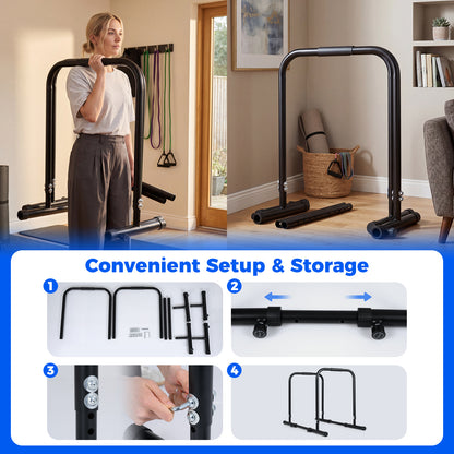 Assembly and storage guide for the dip bar station with parts shown