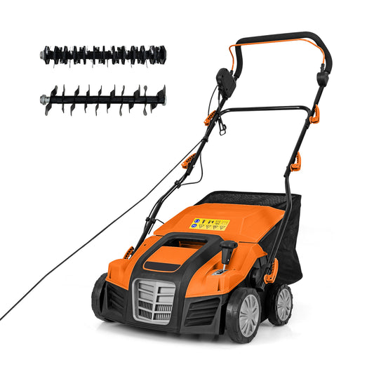 Adjustable Electric Dethatcher and Scarifier Folding Walk-Behind Weeder with two interchangeable rollers