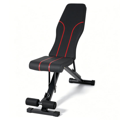 The weight bench shown in an upright position against a plain white background