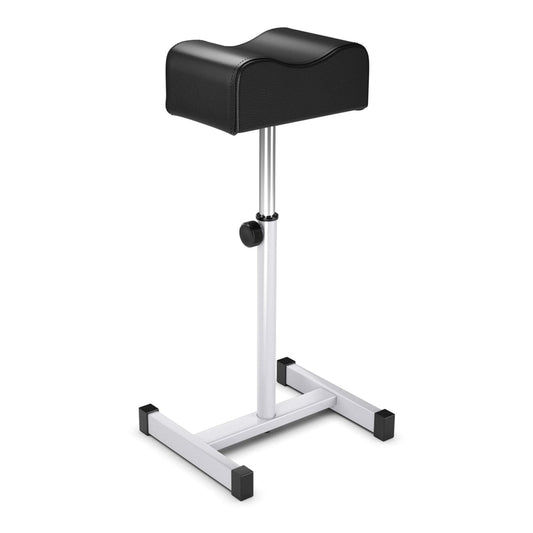 Adjustable Pedicure Manicure Footrest Salon Spa Tool in black with a white metal stand