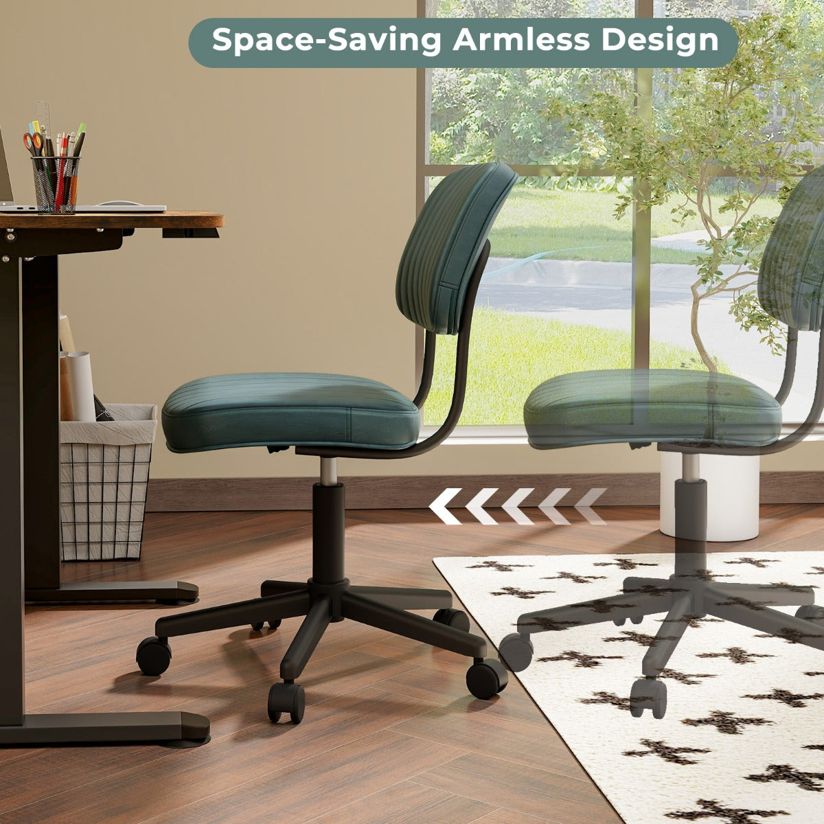 Adjustable Ergonomic Leisure Chair with PU Leather-Green