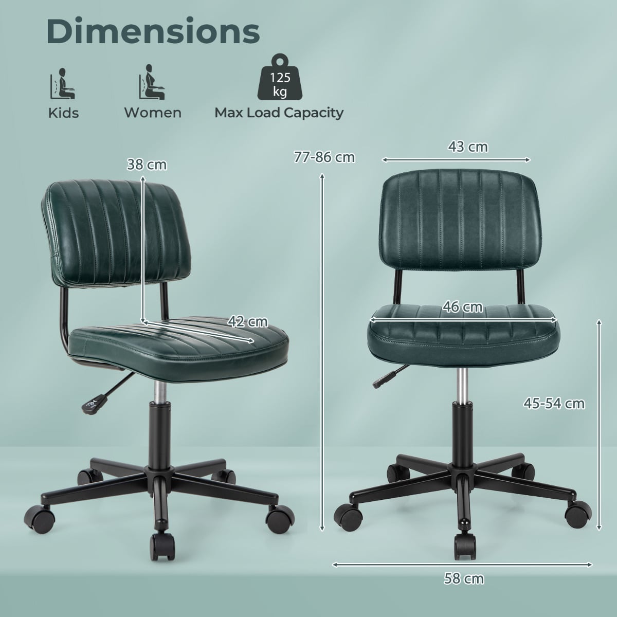 Adjustable Ergonomic Leisure Chair with PU Leather-Green