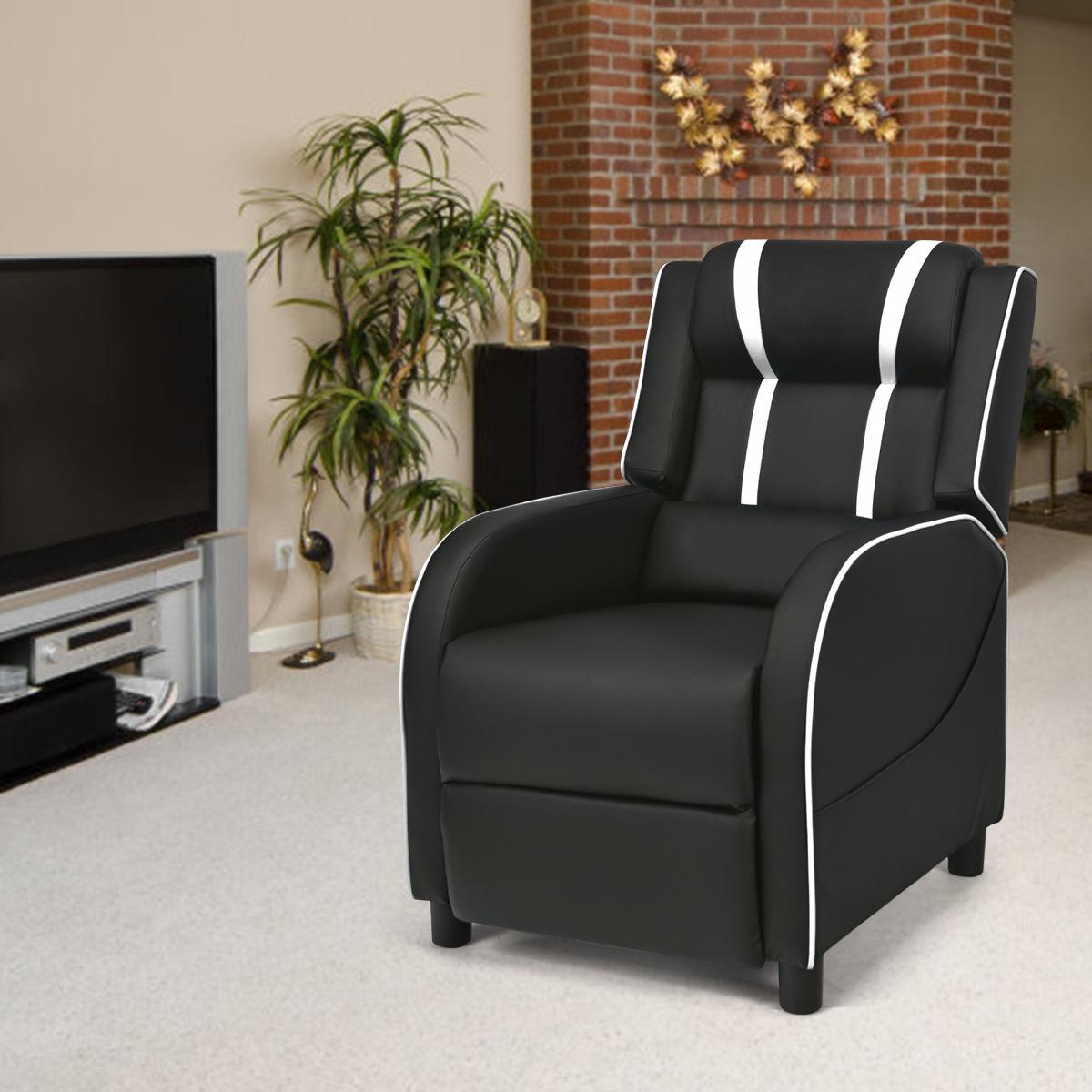 Adjustable Gaming Chair with Footrest Headrest and Lumbar Support-White