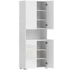 HOMCOM 180 cm Tall Kitchen Cupboard, Pantry Storage Cabinet with Soft Close Doors and Adjustable Shelves, High Gloss White