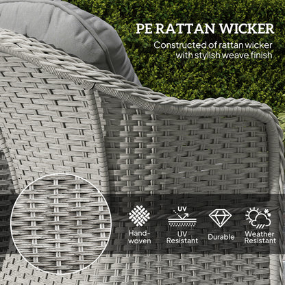 Outsunny Three-Piece Super Padded Rattan Set in Light Grey