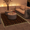 Outsunny Plastic Straw Reversible RV Outdoor Rug with LED String Light, 182 x 274cm, Brown and Black