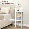 HOMCOM 2-Tier Side Tables Set of 2 with Drawer and Shelf, 2 Pieces Bedside Tables for Living Room and Hallway, White